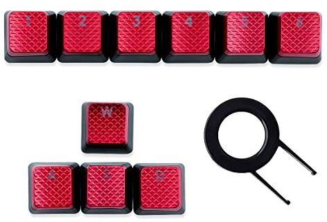 HUYUN Cherry MX Touches de rechange rétroéclairées pour claviers de jeu Corsair FPS & MOBA (10 touches rouge)