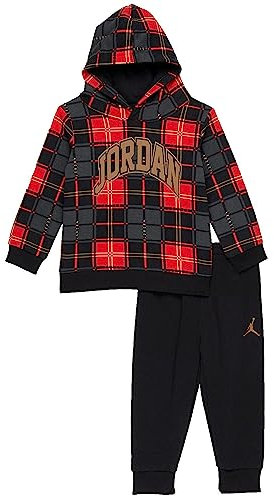 Jordan Baby Holiday Essentials Plaid Hoodie Trainingsanzug schwarz (24 Monate), rot