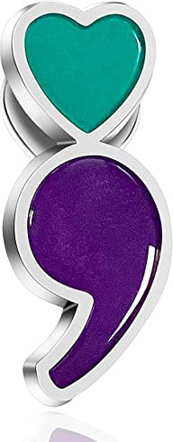 6/12/50/100/Stück Semikolon Mental Health Suicide Prevention Awareness Reversnadeln Großmetall Lila & Blaugrün Bandnadel Souvenir Serie Geschenke, Violett und Blaugrün, 1.2inch