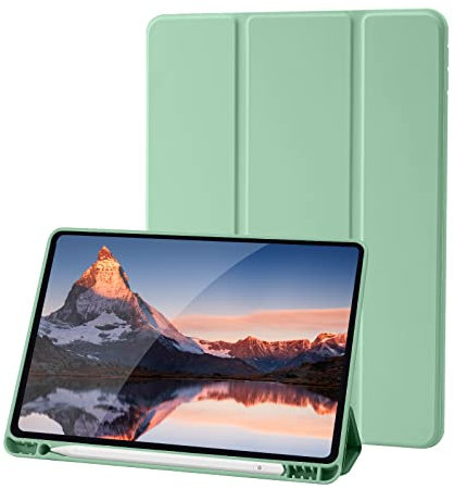 Custodia Cover Compatibile con iPad 9 8 7 Generazione (10.2 Pollici, 2021/2020/2019), Supporta la Carica di Pencil 2nd Gen, Auto Sveglia/Sonno (Verde Matcha)