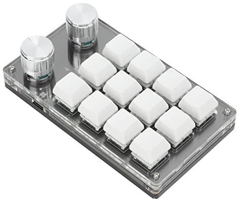 Sonew Einhändig Programmierbare Tastatur, Programmierbare Multifunktionstastatur mit 12 Tasten für Spiele, Musik, Medien, Industrielle Steuerung (Schwarz-Weiss)