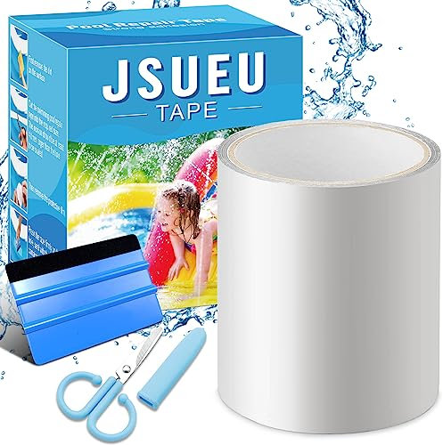 JSUEU Pool Reparaturset, Pool Unterwasser Reparaturset Wasserdichtes Klebeband für alle Pool Folienbecken Luftmatratze Flicken Unterwasser TPU Flex Tape Transparentes Reparaturband 10 x 150 cm