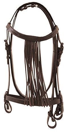 AMKA Spanische Trense mit Leder Fransenstirnband und Lederzügel Vaquero Zaum 005/105