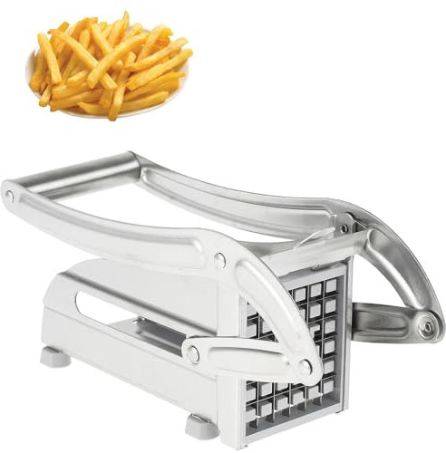ACETCHS Pommes Frites Schneider mit 2 Schneideeinsätzen Pommesschneider aus Edelstahl, Chip Maker mit Rutschfester Basis für Gemüse und Käsestiftler spülmaschinenfest