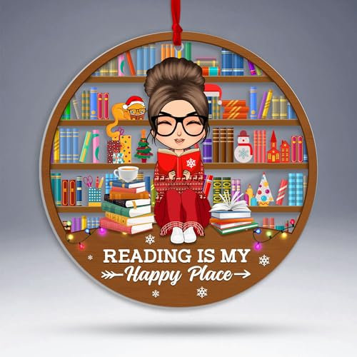 CEZII Buch-Weihnachtsschmuck 2024, Buchliebhaber-Ornament, Buch-Nerd-Geschenk für sie, Leseliebhaber-Zubehör, Geschenk für Buchliebhaber, Bücherwurm, Buchclub, Bibliothekar, Freunde,