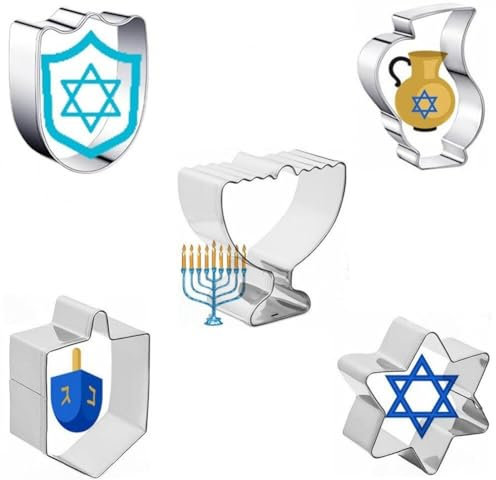 Generic Hanukka Cookie Formwerkzeuge Keksschneider Set - 5pcs - Edelstahl Keksformen Keks Fondant Schneiddone Cutter