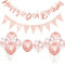 12Pcs Rose Gold Happy 40th Decorations Set, Women's 40th Birthday Balloons, Rose Gold Number 40 Banner, Triangle Flag Banner for Women's Birthday Party