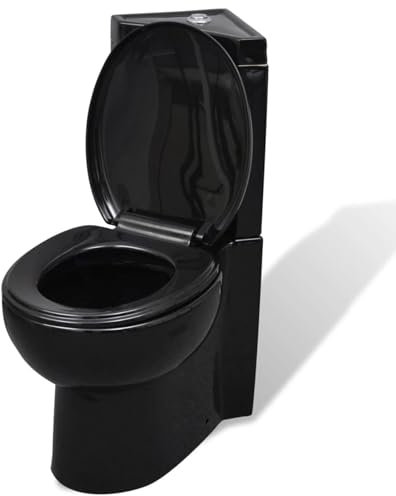 ARKEM Inodoro WC de Esquina cerámica Negro WC Inodoro Completo Sanitarios WC