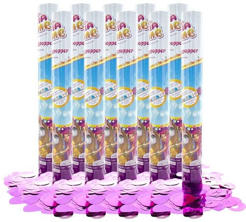 Party Factory `Mia & Me´ Party Popper 10er Set, 40 cm Konfettikanone mit bunt schimmerndem Konfetti, bis zu 8 m Flughöhe