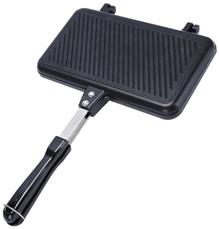 Stove Sandwich Grill Pan, Double Sided Toasted Sandwich Maker Non Stick | Sandwich Pan with Heat Resistant Handle Sandwich Maker Grill Pan, Breakfast Toaster Pan for Home Outdoors Camping