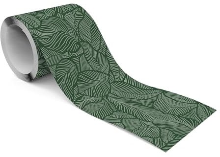 Muralo - Selbstklebende Bordüre - Tapetenbordüre Wandbördure - Dekorative Wandtatto für Wände, Möbel, Decken, Tapeten, Wandverkleidungen, Türen - Grüne Blätter - Br.10cm x Hö.300cm