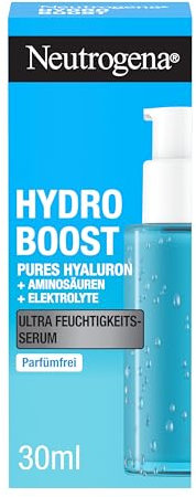 Neutrogena Hydro Boost Ultra Feuchtigkeitsserum, parfümfreies Gesichtsserum mit Hyaluronsäure, Aminosäuren und Elektrolyten, feuchtigkeitsspendendes Gesichtspflege Serum für alle Hauttypen 30 ml