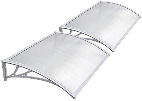 Yaheetech Canopy Outdoor Window Awning Porch Canopy Waterproof Front Door Canopy Awning Rain Shelter 240 x 80 x 23 cm White