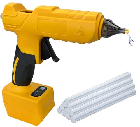 Cordless Hot Glue Gun Replacement for Dewalt Battery, Anti-Drip, Handheld Electric Power Glue Gun Ideal for DIY Crafts, Furniture Assebly, Home Repair, with 10*Glue Sticks, Without Battery & Charger