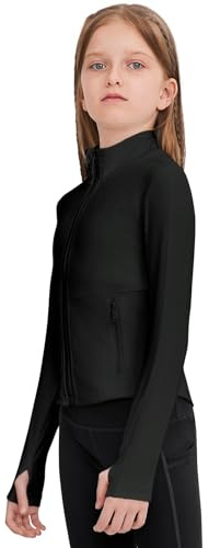B&GCozy Girls Riding Jacket Zip Up Fall Winter Lightweight Jacket for Girls Fall Winter Coats Black 10-11 Years