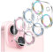 Kucheed 3 Pièces Protecteur D'objectif D'appareil Photo Brillant pour iPhone 13/iPhone 13 Mini, Coque en Acrylique Transparent Monobloc Colorée Paillettes Décoration pour Appareil Photo Arrière