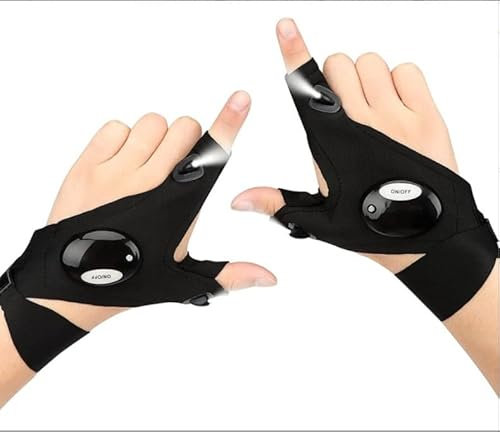 Flashlight Gloves,Led Gloves With Lights,Stocking Stuffers Gift For Dad Husband Grandpa,Work Gloves In The Dark,For Fishing Camping,Mens Gifts For Christmas,Craftsmen Repairing,Light Up Gloves