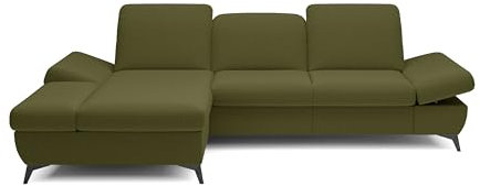 KEF-MEBLE Harry Ecksofa rechts - Komfortables Sofa mit Schlaffunktion, Bettkasten und verstellbaren Kopfstützen – Günstiges Sofa für kleine Räume, Sofa mit Wellenfeder und PUR-Schaum - 284x97x166cm
