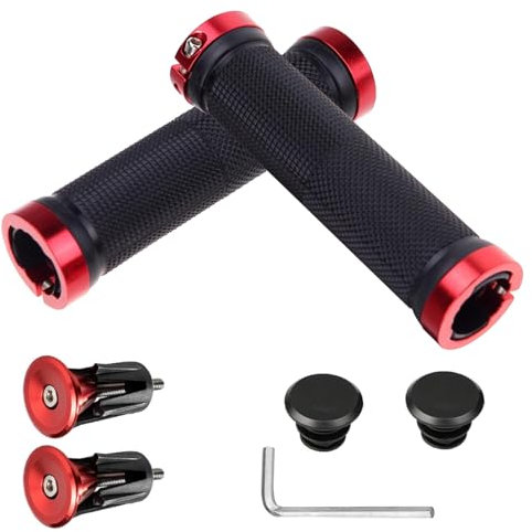 HAPPOW 2Pcs Bike Handlebar Grips,Non-Slip Rubber MTB Grips with Aluminum Lock,Professional Bicycle Handle Grips for Mountain Bikes, Scooters, and BMX with Installation Tools