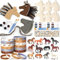 G.C Pferde Party Mitgebsel Kindergeburtstag mit Pferde Holz zum Basteln Pferd Figuren Armband Tattoo, Pferd Pinata Give Aways Gastgeschenk Kindergeburtstag Bastelset Kinder Jungen Mädchen