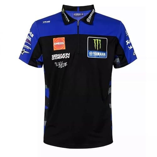 Polo réplique Yamaha Monster Energy Noir/Bleu (FR/ES, Alpha/Lettres, L, Taille Normale, Taille Normale, Bleu/Noir)
