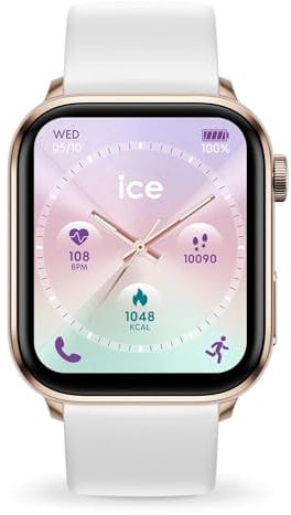 Ice-Watch - ICE smart 3.0 Rose gold White 1.78 AMOLED GPS - Montre connectée rectangulaire rose-gold pour femme avec bracelet en silicone - 024302 (1.78 pouces)