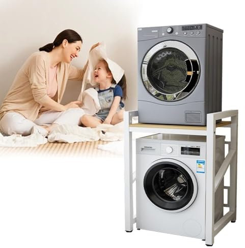 WUDLEP Tumble Dryer Stand, Height Adjustable Washer Dryer Stands, Stacking Kit with 250KG Load Capacity for Balcony Laundry, White
