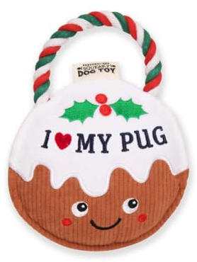 History & Heraldry Personalised Christmas Pudding Dog Toy (I my Pug)