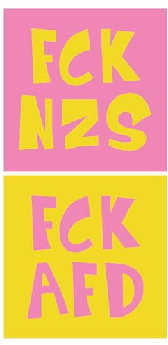 100x Aufkleber - FCK AFD & FCK NZS - Sticker - Set mit jeweils 50 Stickern - 5,2cm x 5,2cm - fck afd sticker fck nzs sticker aufkleber links farbenfroh