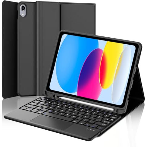 FOGARI Teclado con Touchpad para iPad A16 11 Generación 2025/10 Generación 10.9 2022, Funda iPad 11ª/10ª Generación con Teclado [Español Ñ] Bluetooth con Trackpad, Negro