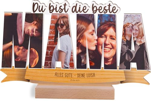 Mama Geschenk personalisiert - Foto Holzbild opt. mit Sockel - Geschenk für Mutter, Beste Mama, Mami Geschenke, Beste Mutter Geburtstagsgeschenk
