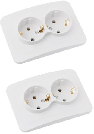 POPETPOP 2 Pièces 2 Prise Électrique Prise Electrique Prise De De Type Allemand Prise De 250v 16a Chargeur Mural Prise Murale 2 Prises Jack Blanche