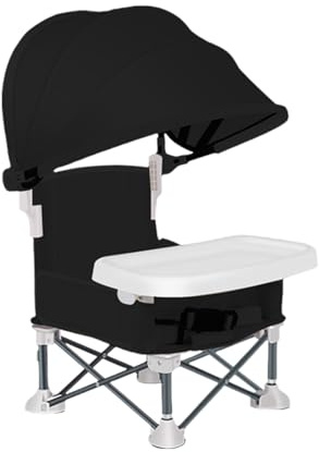 Klappbarer Essstuhl Kindersitz Für Draußen Mit Abnehmbarem Tablett | Klappbarer Kindersitz Mit Sonnendach Für Zuhause Garten Camping