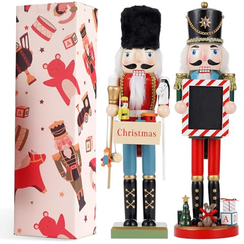 2pcs Tradizionale Artigianale In Legno Di Pino-Tema Festa Di Natale E Clip Di Noce Tavola Nera,Schiaccianoci Natalizi Tavolo Da Pranzo Caminetto Scaffale Casa Decorazione Di Natale, Regali Di Natale