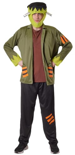 Wildarms Armas salvajes Disfraz de Frankenstein para hombres adultos, monstruo verde y negro, cosplay de terror para Halloween y carnaval, traje para fiestas temáticas y eventos (S)