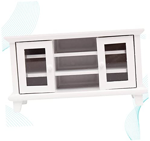 FRCOLOR Scale Miniature Wooden Tv Cabinet for Doll House White Mini Accessory Miniature Decoration for Dollhouse Gift