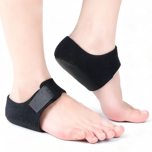 Plantar Fasciitis Gel Heel Protectors, Heel Protectors for Achilles Tendinitis Dry Cracked Pain Relief, Heel Cups for Women Men (Black, S:Women 4.5-9 / Men 5-8)