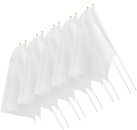 WEKADRIN 10 Stück Teiliges Handgehaltene Weiße DIY Handfahnen mit PP Stab Leichte Sport Signalfahnen für Fußball Schiedsrichter Wettkampf und Partys zum Bemalen und Winken