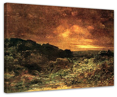 Bilderdepot24 Bild auf Leinwand | Carl Spitzweg Vor dem Drachen Flüchtender in 40x30 cm als Wandbild | Wand-deko Dekoration Wohnung alte Meister | NEU-180202-40x30-vdd