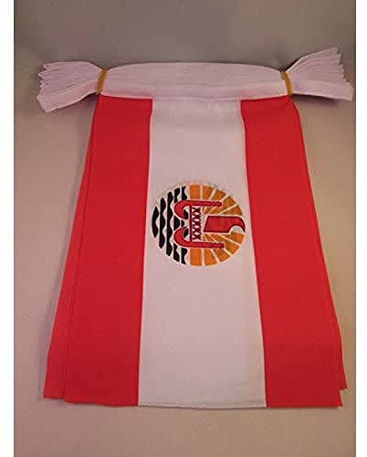 AZ FLAG - Guirlande Drapeau Polynésie française - 12 Mètres Avec 20 Drapeaux Polynésien - France De 45x30 cm - Fanions 100% Polyester - 200g