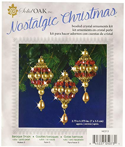 SOLID OAK Beaded Ornament KIT BAROQU DRP, Crystal, None, One Size
