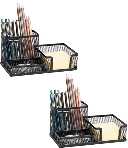 Mind Reader EMPORG2-BLK Lot de 2 gobelets, stylos, crayons, trombones, porte-pouces