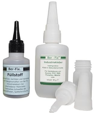 Ber-Fix Füllstoff Set L Schweißnaht Kleber aus Berlin schwarz aus 50g Industriekleber und 60g Granulat 2k Kleber extra stark Metall Kunststoff PVC ABS PLA