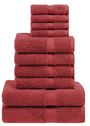 Superior 10-teiliges Handtuch-Set aus ägyptischer Baumwolle, enthält 2 Badetücher, 4 Handtücher, 4 Gesichtstücher/Waschlappen, ultraweiche Luxus-Handtücher, Dicke Plüsch-Essentials, Gästebad, Spa,