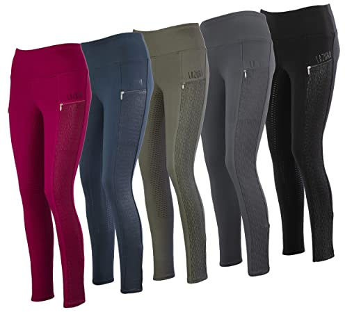 Lazura - Damen Reitleggings Silikon Vollbesatz Diana Nachtblau 38
