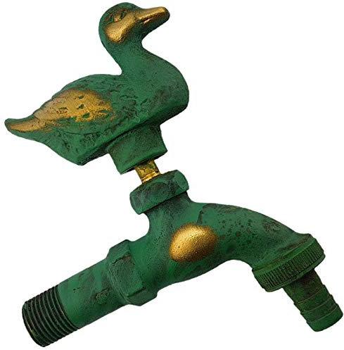 MegaHaustechnik Nostalgie Auslaufventil 1/2 Zoll AG Wasserhahn Antik nostalgisch > Wunschoptik Drache Hahn Ente Pferd Frosch Vogel Katze Motiv einfach selbst auswählen >>> Ente patiniert