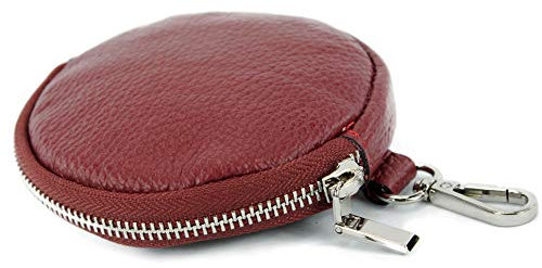 modamoda de P10 / P08 Damen Leder Rauleder Geldbörse Münzgeldbörse Taschenanhänger ø 11,5 cm handmade in Italy, Farbe:Purpurrot