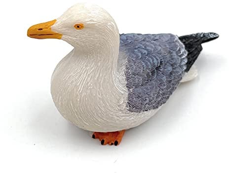 Onwomania Polyresin Figur Möwe Silbermöwe Meer Vogel Tier Dekofigur aus Polyresin Weiß 7 cm