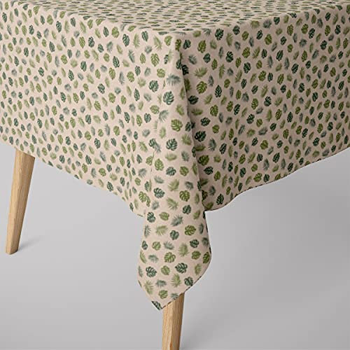 SCHÖNER LEBEN. Tischdecke Jungle Leafe Monstera Blätter Natur grün, Größe:130x130cm
