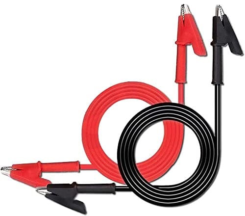 Greluma 2PCS Pinze a coccodrillo Cavi di prova Cavo a doppia estremità in coccodrillo con clip isolanti Cavo in rame flessibile per prove elettriche 3,3 piedi / 1 m